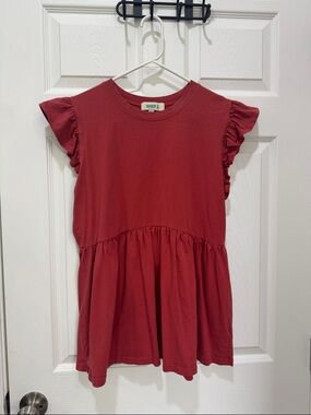 Rockin' Baby Burnt Orange Ruffle-Sleeve Peplum Top - Women